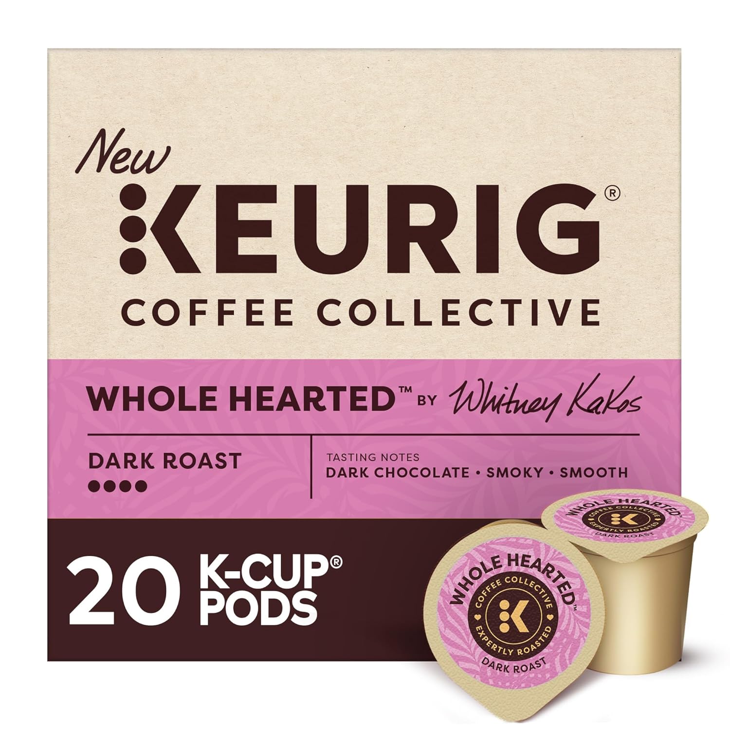 Keurig Coffee Collective, Whole Hearted by Whitney Kakos, Dark Roast Coffee, Single Serve Keurig K-Cup Pods, 28 Count