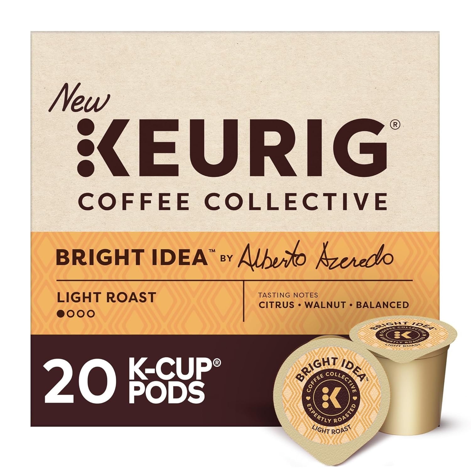 Keurig Coffee Collective, Bright Idea by Alberto Azeredo, Light Roast Coffee, Single Serve Keurig K-Cup Pods, 28 Count