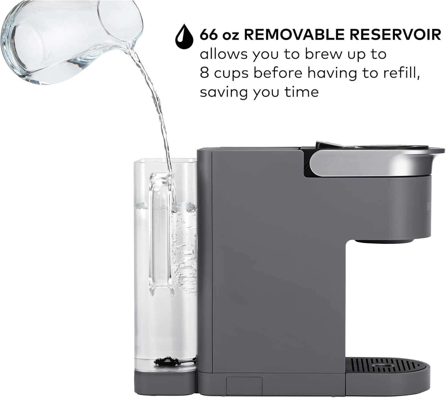 Keurig K-Supreme SMART Single Serve Coffee Maker With Wifi Compatibility, 4 Brew Sizes, And 66oz Removable Reservoir, Compatible with Alexa, Gray