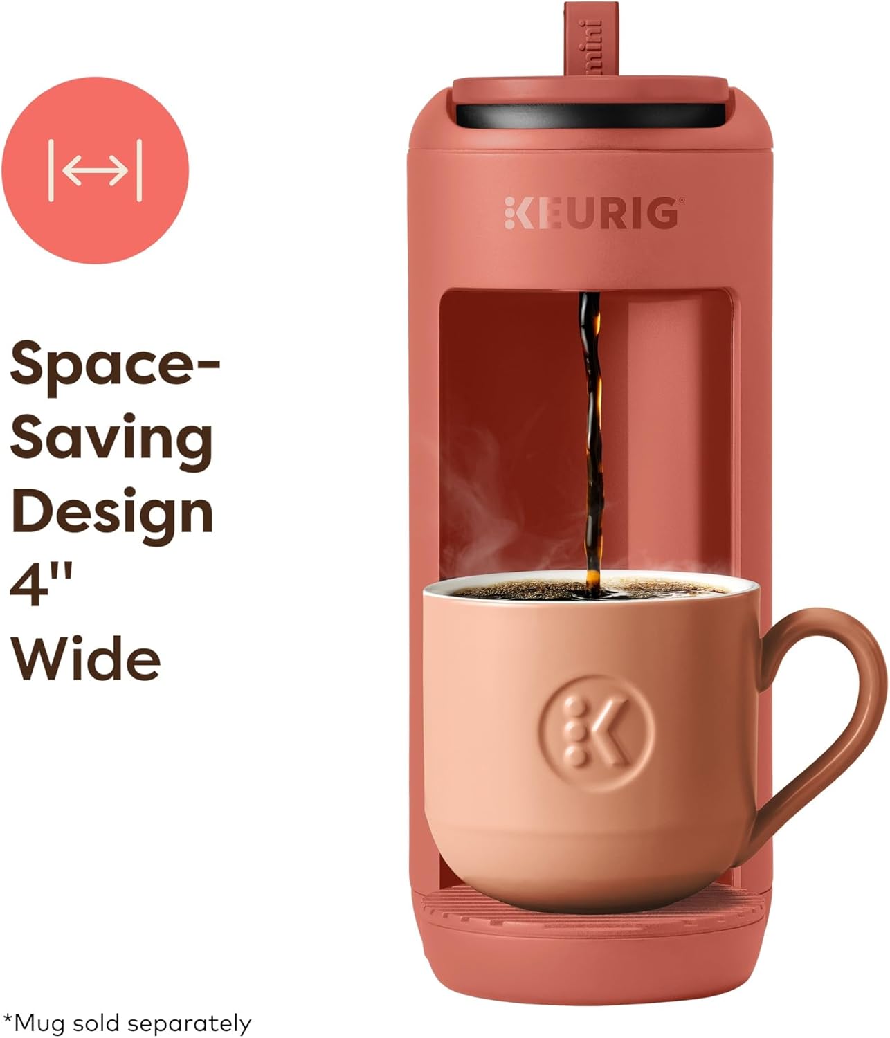 Keurig K-Mini Mate Single Serve K-Cup Pod Coffee Maker, Brews Up to 12 oz Cup, Compact Portable Coffee Machine for Small Spaces, Great for Dorms & Offices, Red Rocks