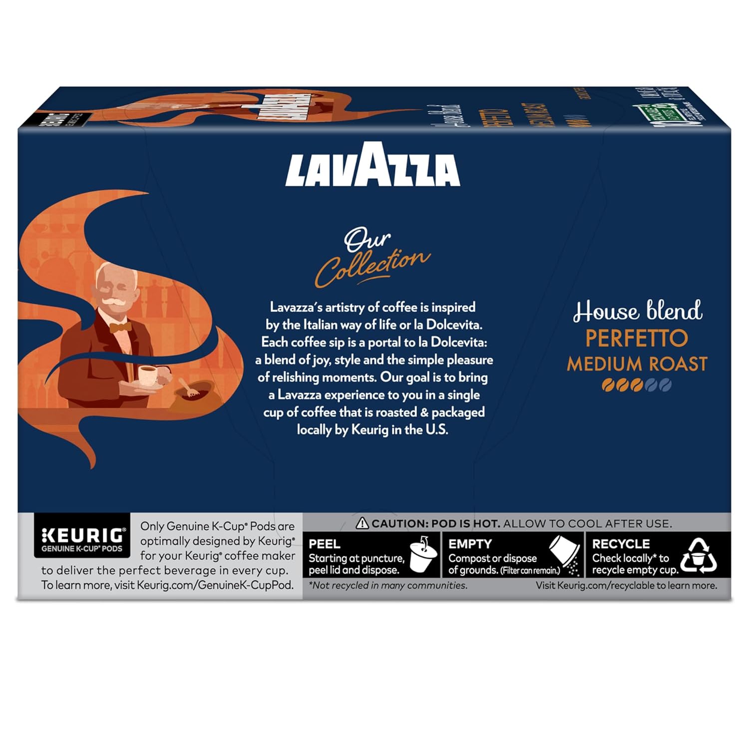 Lavazza House Blend Perfetto, Single-Serve Keurig K-Cup Pods, Medium Roast Coffee, 60-Count Box (6 Packs of 10)