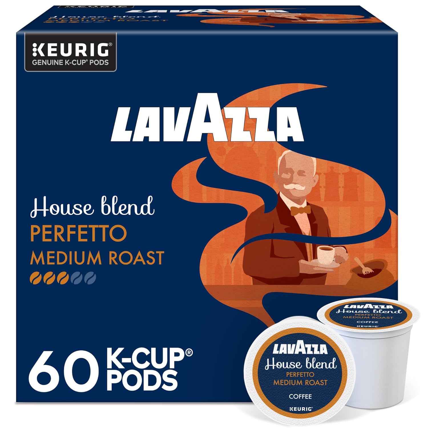 Lavazza House Blend Perfetto, Single-Serve Keurig K-Cup Pods, Medium Roast Coffee, 60-Count Box (6 Packs of 10)