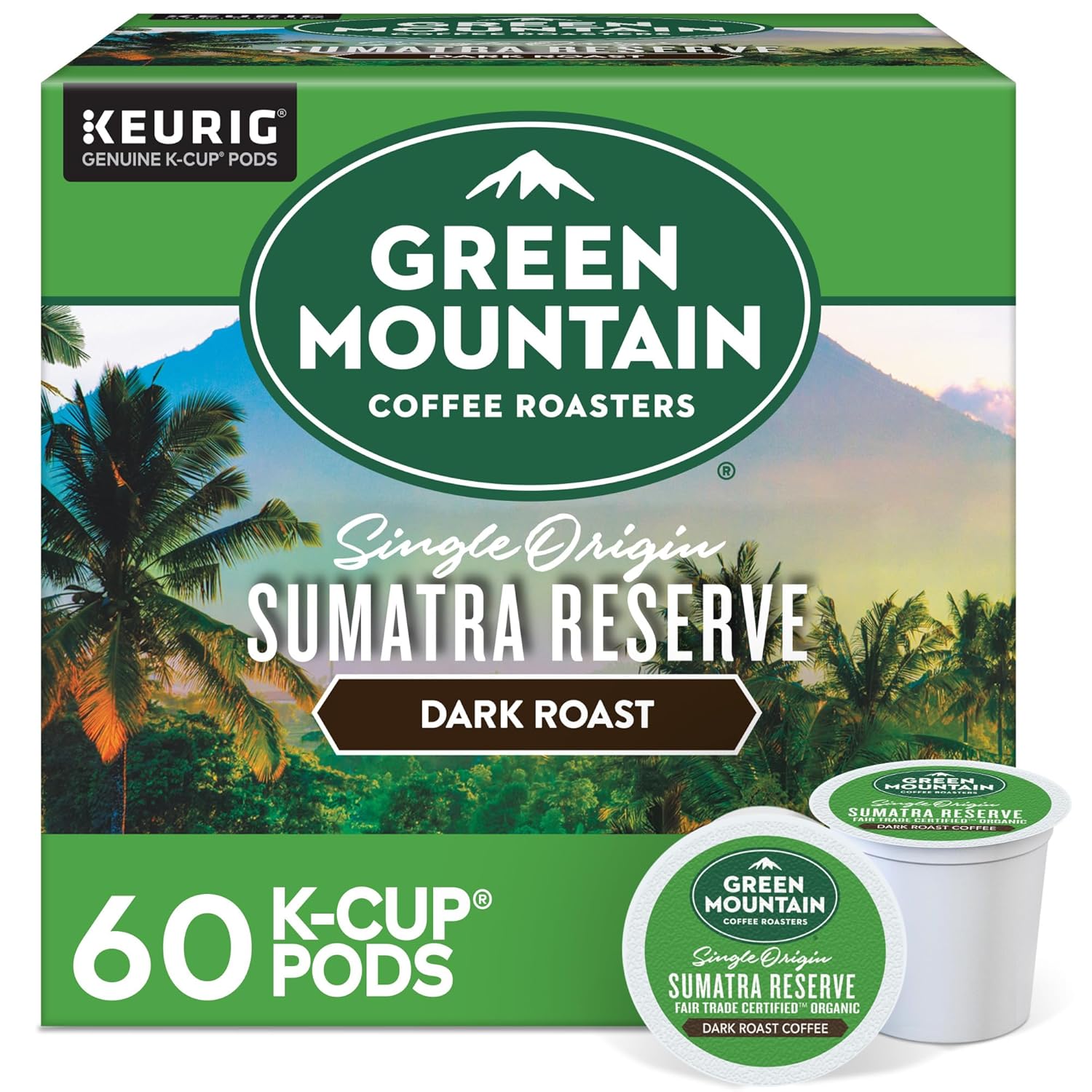 Green Mountain Coffee Roasters Sumatra Reserve, Keurig Single Serve K-Cup Pods, Dark Roast Coffee, 60 Count, (6 Packs of 10)