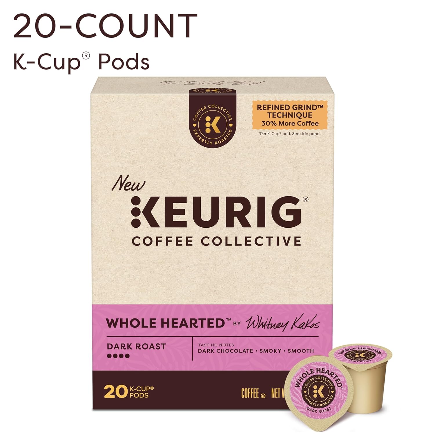 Keurig Coffee Collective, Whole Hearted by Whitney Kakos, Dark Roast Coffee, Single Serve Keurig K-Cup Pods, 28 Count