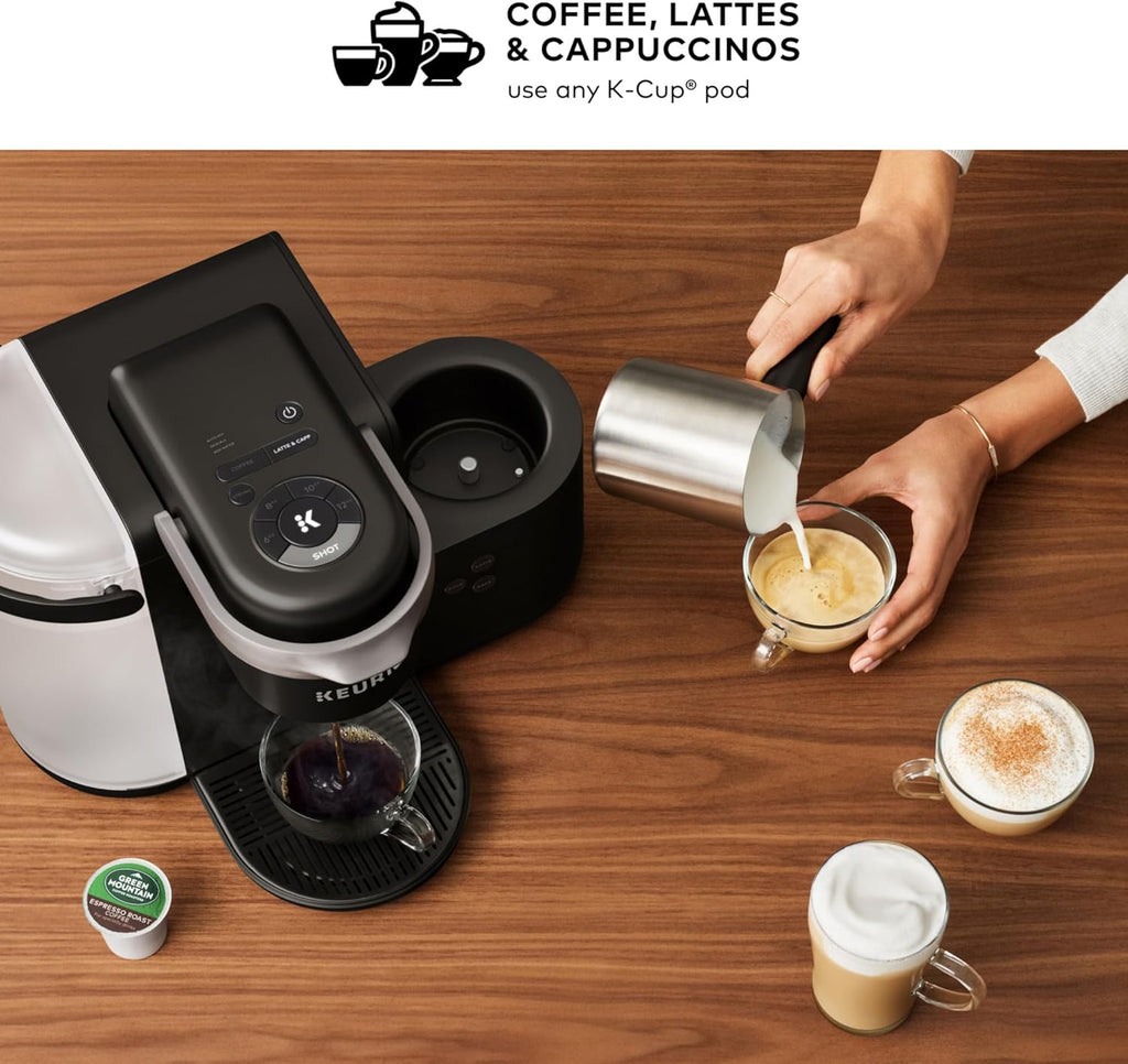 Keurig K-Cafe Single-Serve K-Cup Coffee Maker, Latte Maker and Cappuccino Maker, Comes with Dishwasher Safe Milk Frother, Coffee Shot Capability, Compatible with all Keurig K-Cup Pods, Dark Charcoal