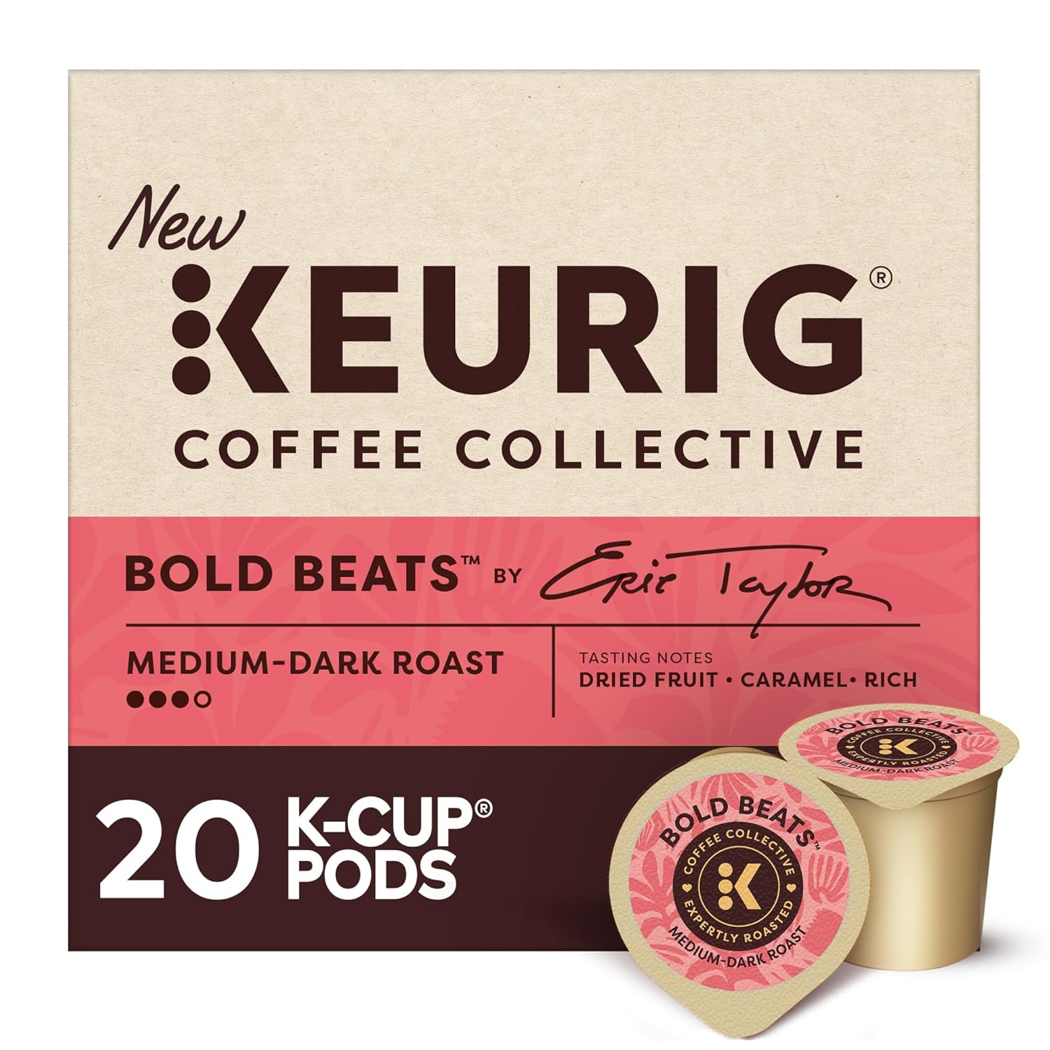Keurig Coffee Collective, Bold Beats by Eric Taylor, Medium-Dark Roast Coffee, Single Serve Keurig K-Cup Pods, 20 Count